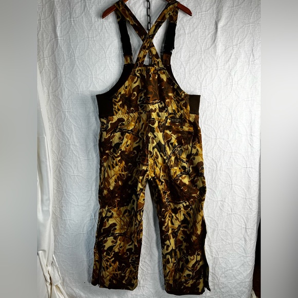 Mount'n Prairie Vintage Camo Hunting Overall Bibs Men's L Brown Tan Felted Pants - Picture 15 of 16